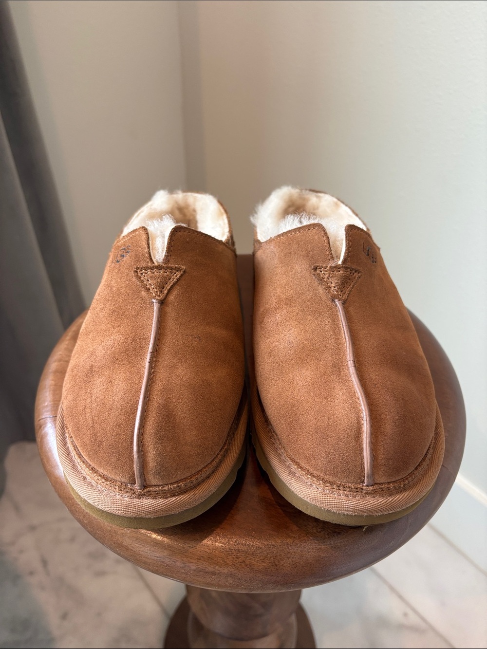 UGG Men's Chestnut Suede Shearling-Lined Slip-Ons